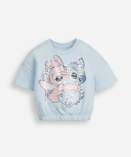blusa infantil de algodão stitch com paetê azul 6 blusa infantil de algodão stitch com paetê azul 6