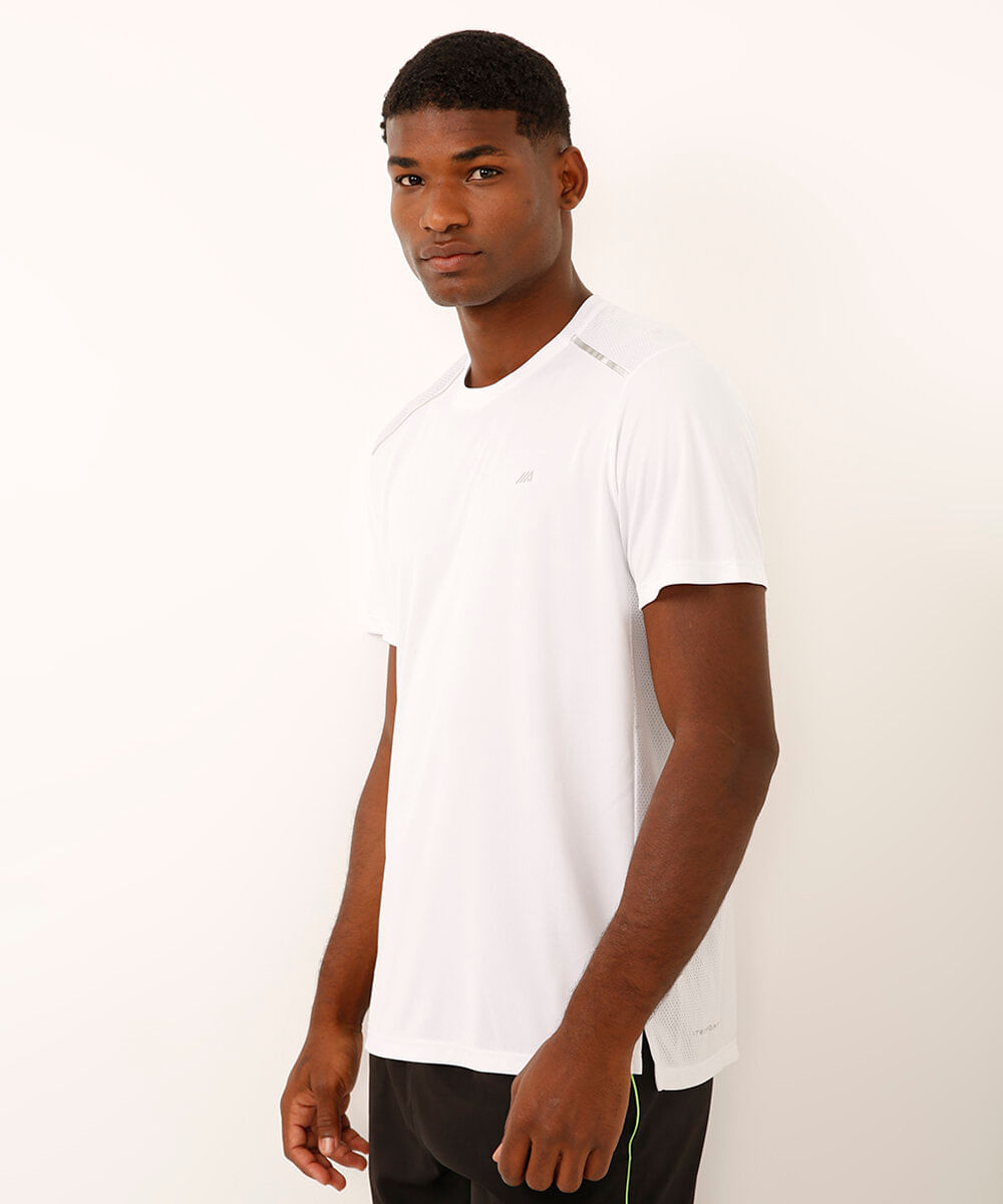 camiseta com recortes e refletivos manga curta esportiva ace branca