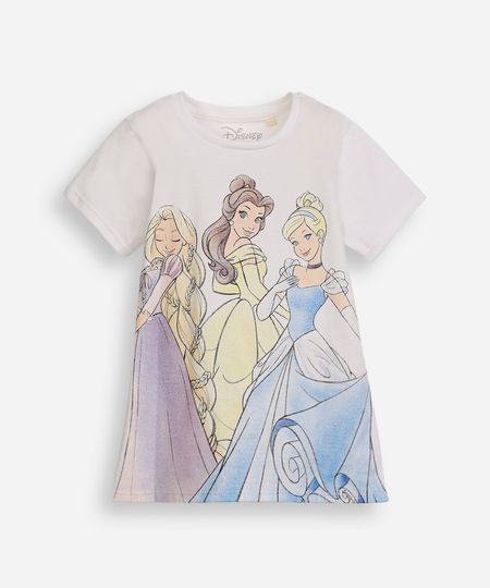camiseta infantil de algodão princesas com glitter off white 1 camiseta infantil de algodão princesas com glitter off white 1