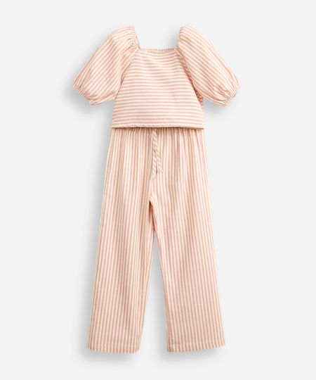 conjunto infantil com algodão listrado rosa 4 conjunto infantil com algodão listrado rosa 4