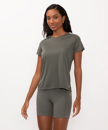 camiseta feminina esportiva ace manga curta com listras verde P camiseta feminina esportiva ace manga curta com listras verde P