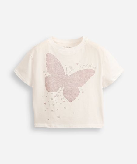 camiseta infantil de algodão borboleta com glitter off white 4 camiseta infantil de algodão borboleta com glitter off white 4