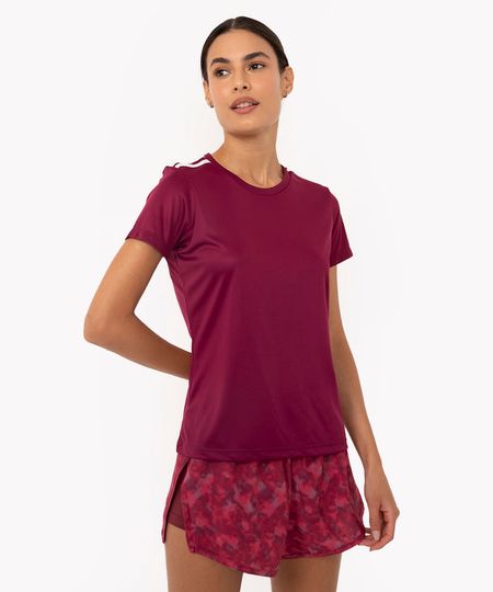 camiseta feminina esportiva ace manga curta com listras roxa P