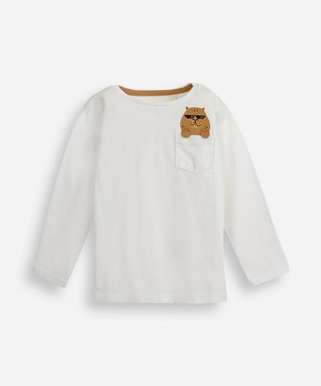 camiseta infantil manga longa capivara off white 4 camiseta infantil manga longa capivara off white 4