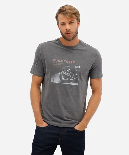 camiseta masculina de algodão moto estonada preta M camiseta masculina de algodão moto estonada preta M