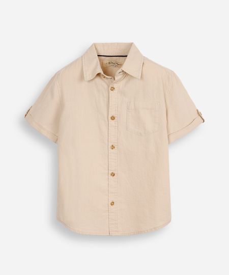 camisa infantil manga curta bege 4