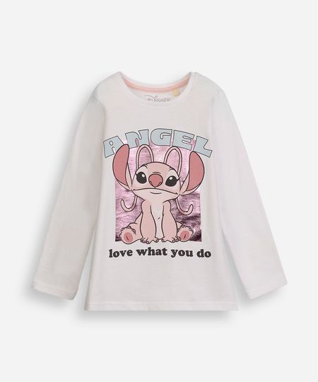 camiseta infantil de algodão angel stitch metalizada off white 2