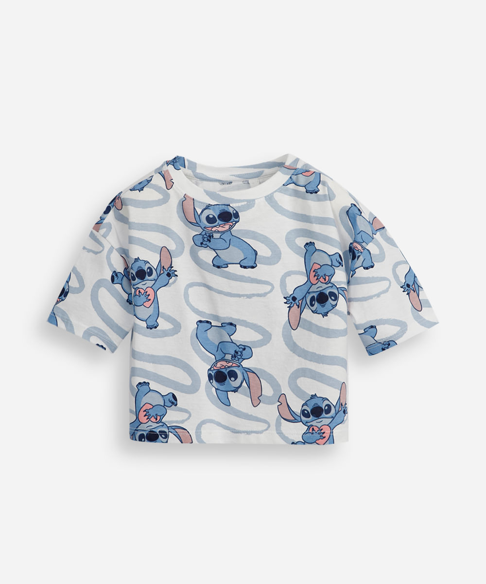 cropped infantil de algodão stitch off white