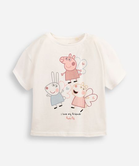 camiseta infantil peppa pig e amigos off white 2 camiseta infantil peppa pig e amigos off white 2