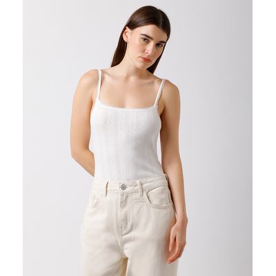 body feminino de algodão texturizado com renda mindset off white