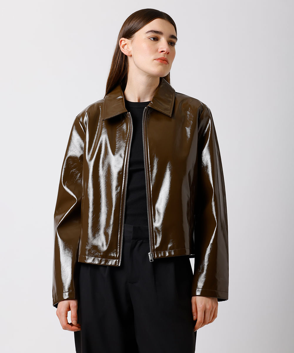 jaqueta feminina de poliuretano mindset marrom