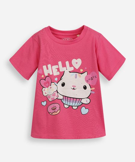 camiseta infantil de algodão gatinho com glitter rosa 1 camiseta infantil de algodão gatinho com glitter rosa 1