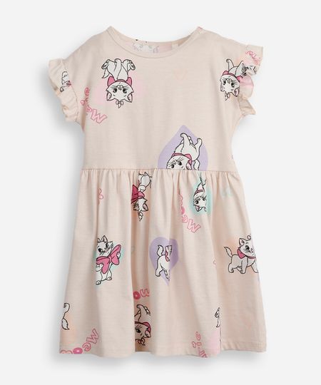 vestido infantil de algodão gatinha marie bege 2 vestido infantil de algodão gatinha marie bege 2
