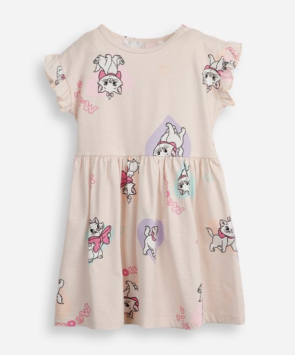 vestido infantil de algodão gatinha marie bege 4