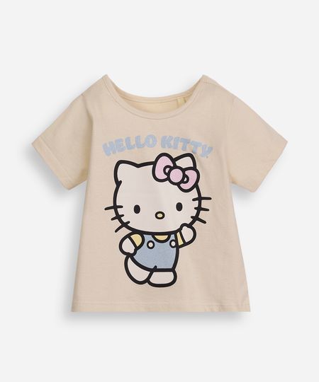 blusa infantil de algodão hello kitty com glitter bege 1 blusa infantil de algodão hello kitty com glitter bege 1
