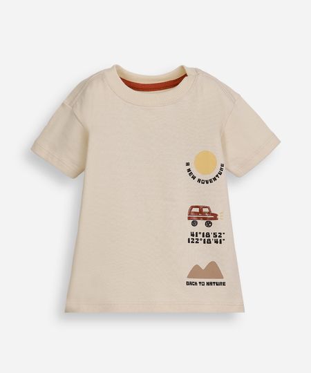 camiseta infantil de algodão estampada bege 5 camiseta infantil de algodão estampada bege 5