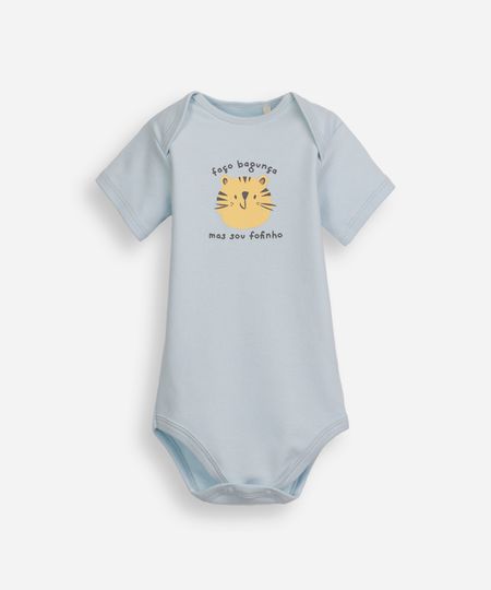 body infantil de algodão manga curta estampado azul 0-3 body infantil de algodão manga curta estampado azul 0-3