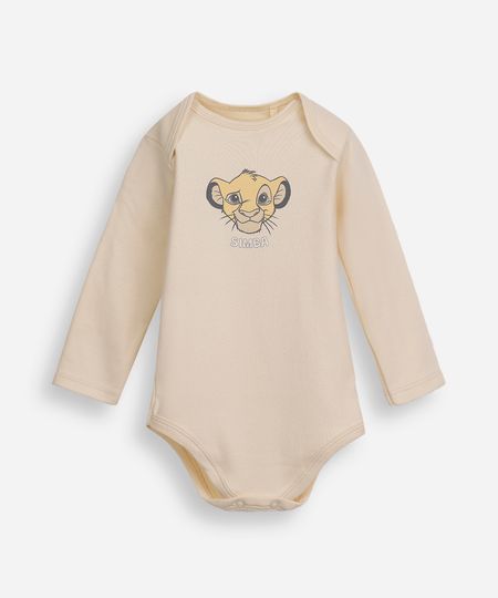 body infantil de algodão simba bege 9-12 body infantil de algodão simba bege 9-12