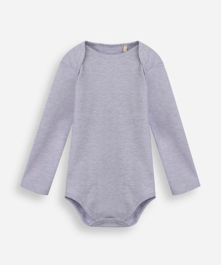 body infantil de algodão manga longa cinza 6-9 body infantil de algodão manga longa cinza 6-9