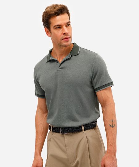 polo básica masculina slim manga curta verde GG