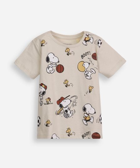 camiseta infantil de algodão snoopy bege 3 camiseta infantil de algodão snoopy bege 3