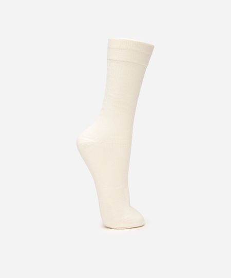 meia cano longo canelada - off white 37-40