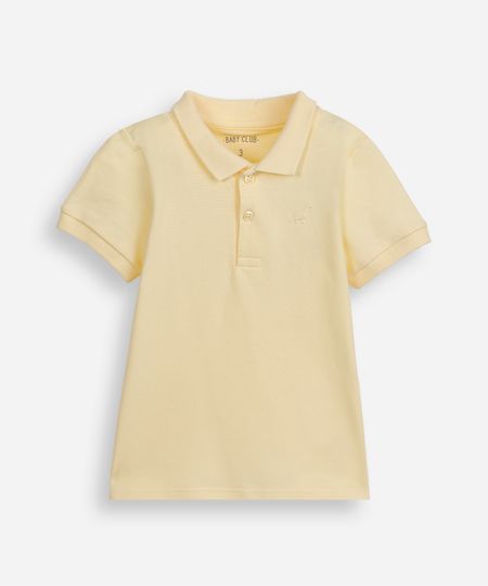 polo infantil de algodão com bordado amarela 1 polo infantil de algodão com bordado amarela 1