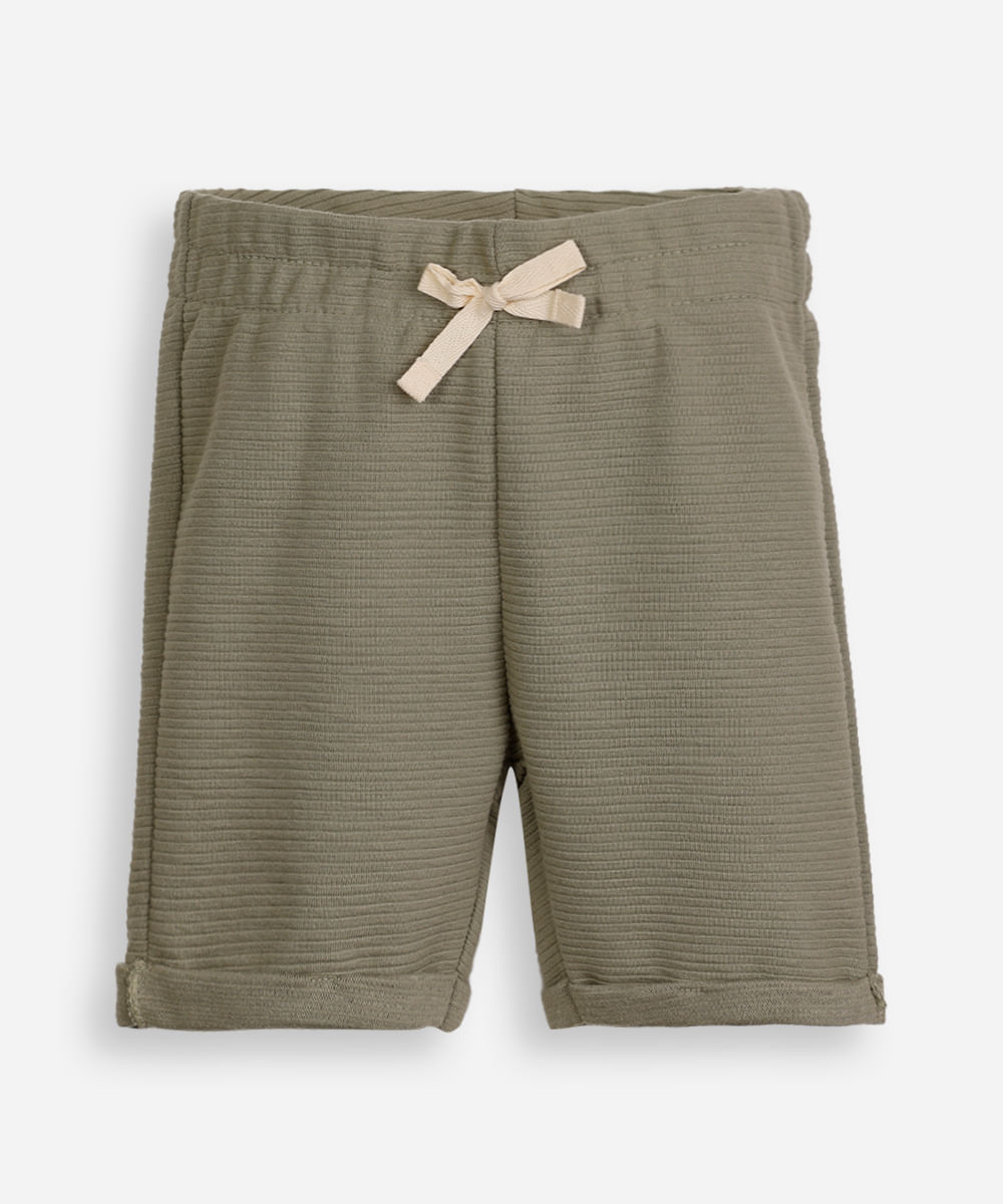 bermuda infantil de malha texturizada verde