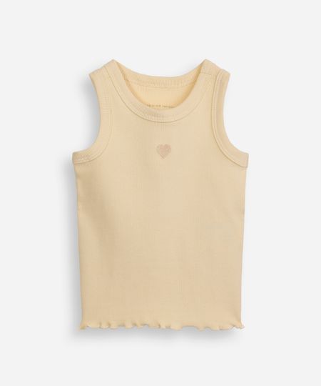 regata de algodão infantil canelada com frufru amarela 5 regata de algodão infantil canelada com frufru amarela 5