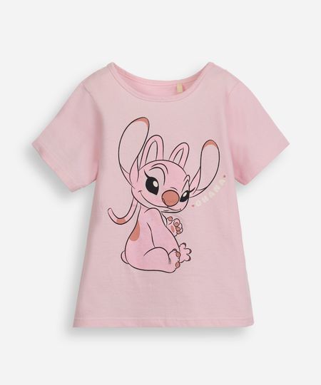 camiseta infantil de algodão angel com glitter rosa 1 camiseta infantil de algodão angel com glitter rosa 1