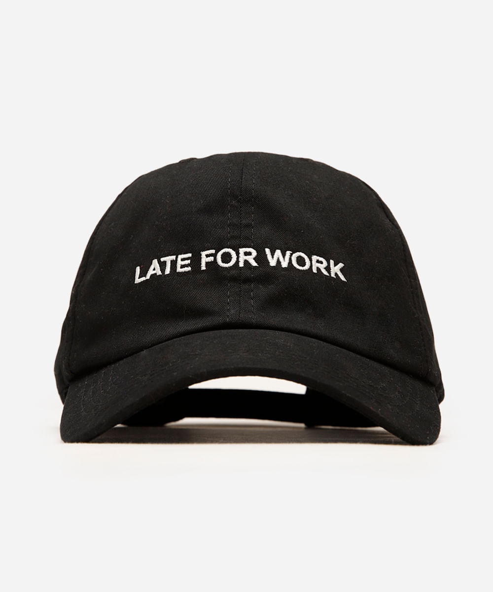 boné aba curva bordado late for work preto