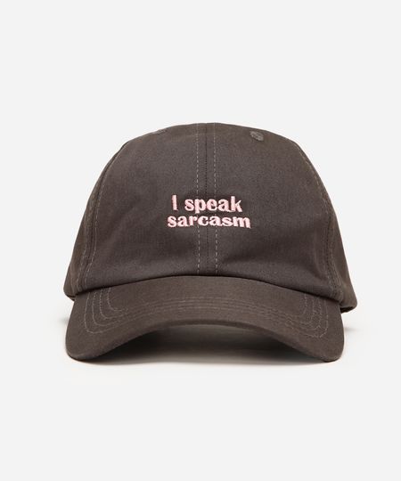 boné aba curva bordado i speak sarcasm cinza UNICO