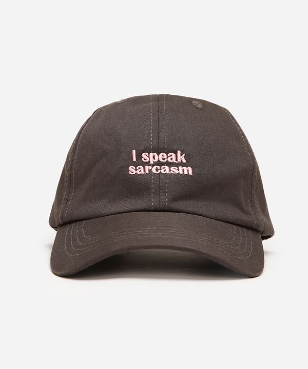 boné aba curva bordado i speak sarcasm cinza UNICO