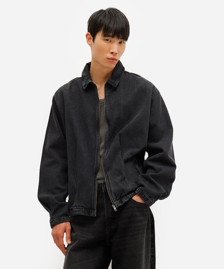 jaqueta masculina jeans com pregas preta M