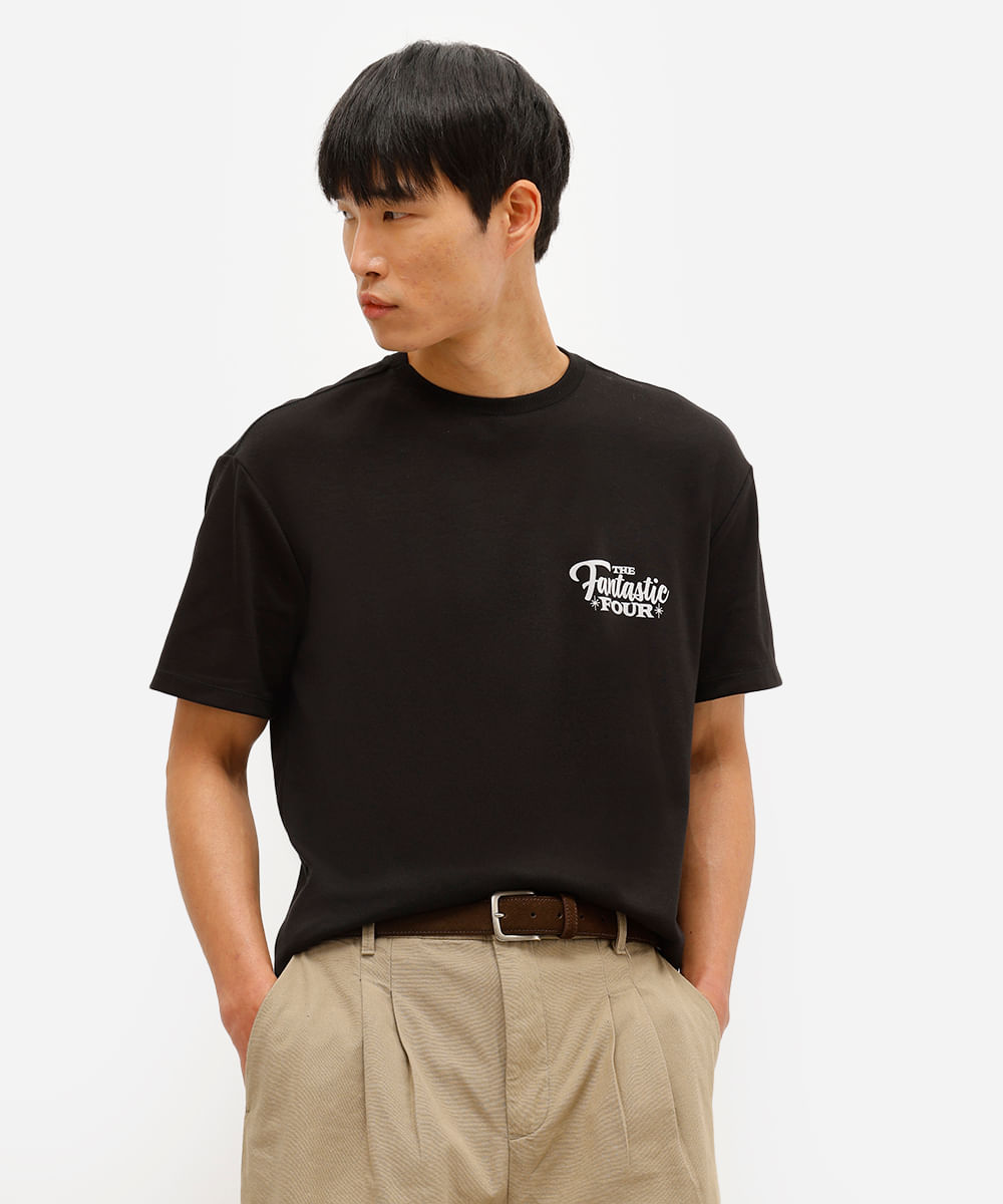 camiseta masculina quarteto fantástico preta