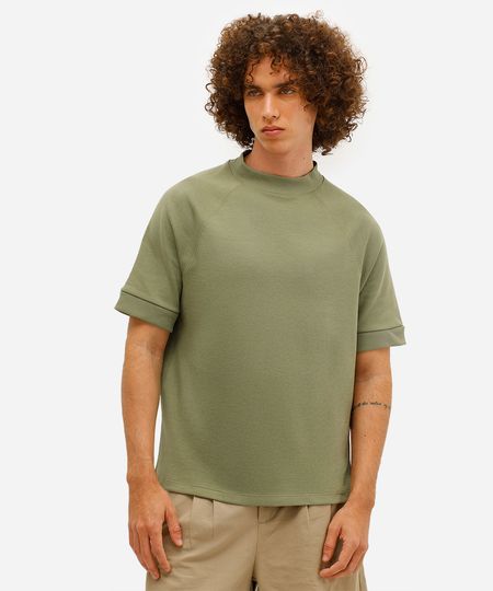 camiseta slim masculina manga curta raglan verde P