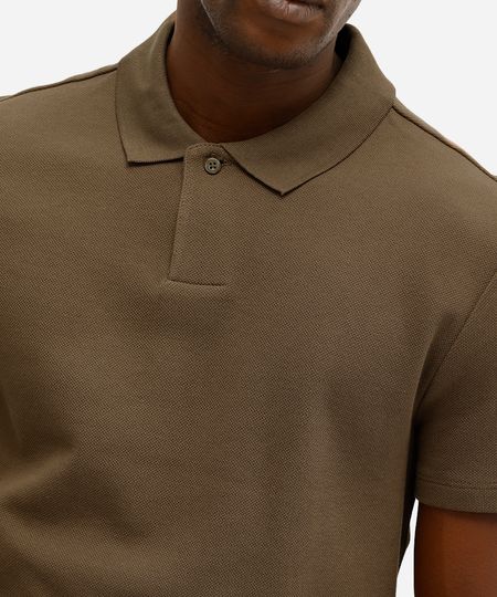 polo slim masculina de algodão manga curta texturizada marrom G