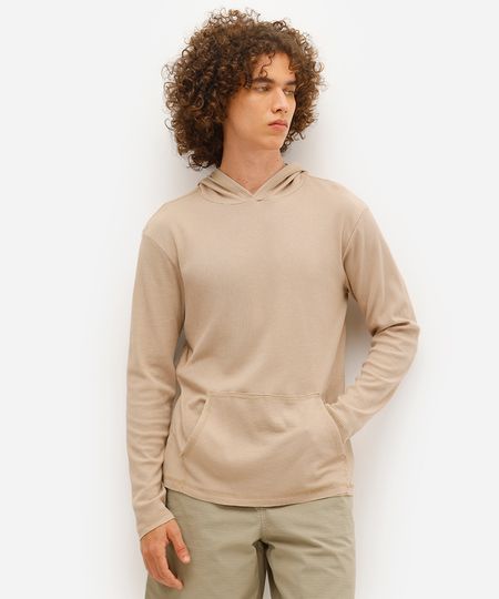blusa masculina com capuz texturizada bege G