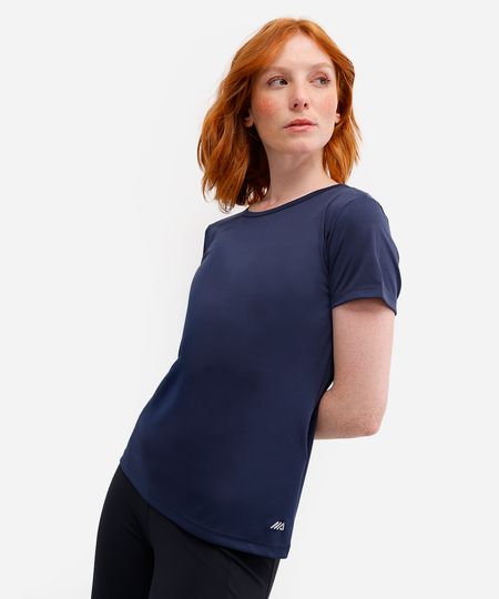 blusa feminina básica manga curta esportiva ace azul P
