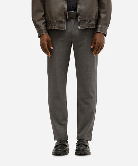 calça slim masculina xadrez com bolsos cinza 38