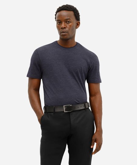 camiseta masculina de algodão texturizada azul P