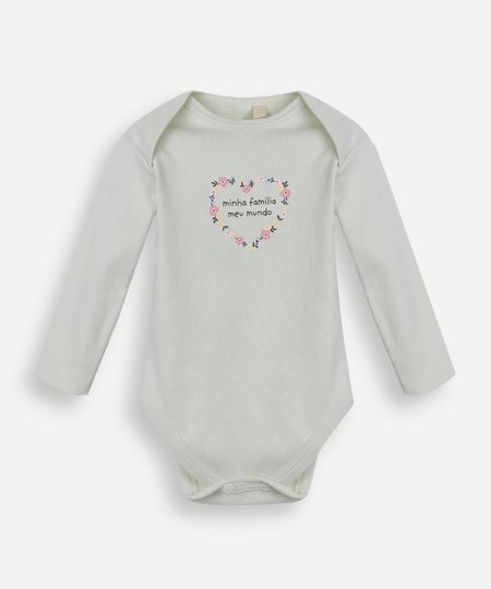 body infantil de algodão estampado verde 6-9