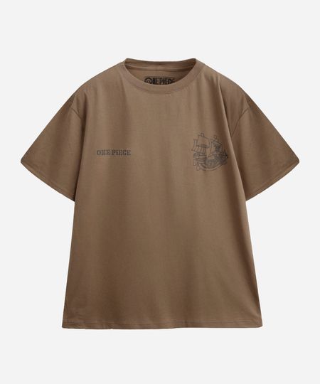 camiseta juvenil de algodão one piece marrom 14