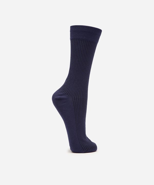 meia cano longo canelada azul 41-43
