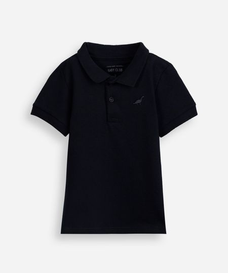 polo infantil de algodão com bordado azul 2 polo infantil de algodão com bordado azul 2