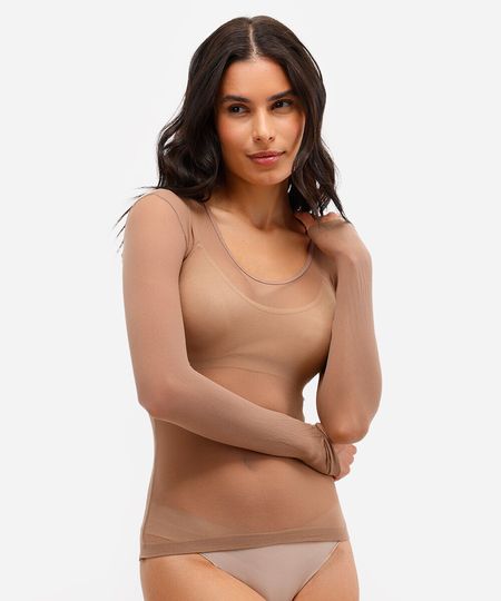 blusa segunda pele feminina fio 40 lupo bege UNICO