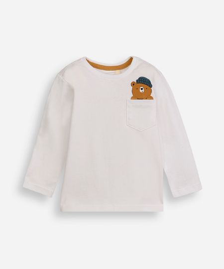 camiseta infantil de algodão urso off white 1