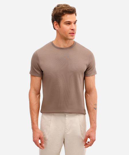 camiseta masculina de algodão peruano slim fit marrom M camiseta masculina de algodão peruano slim fit marrom M