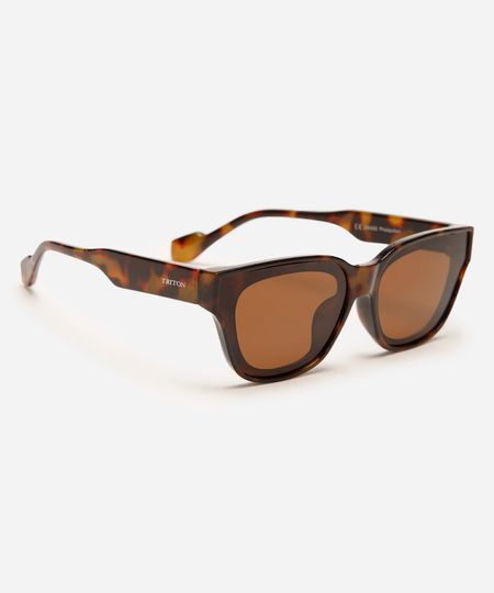 óculos de sol oval tartaruga triton marrom UNICO