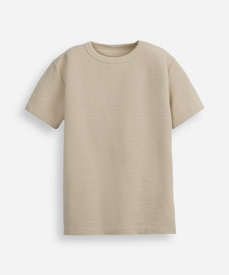 camiseta infantil manga curta canelada bege 6